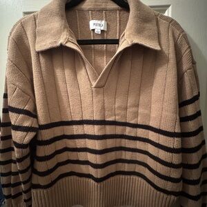 Pistola Women's Tan and Black Striped Sweater